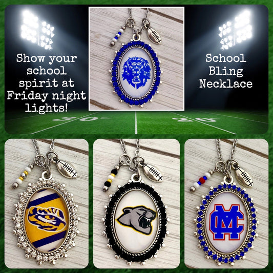 School Spirit Bling Necklace (Customized with your school)