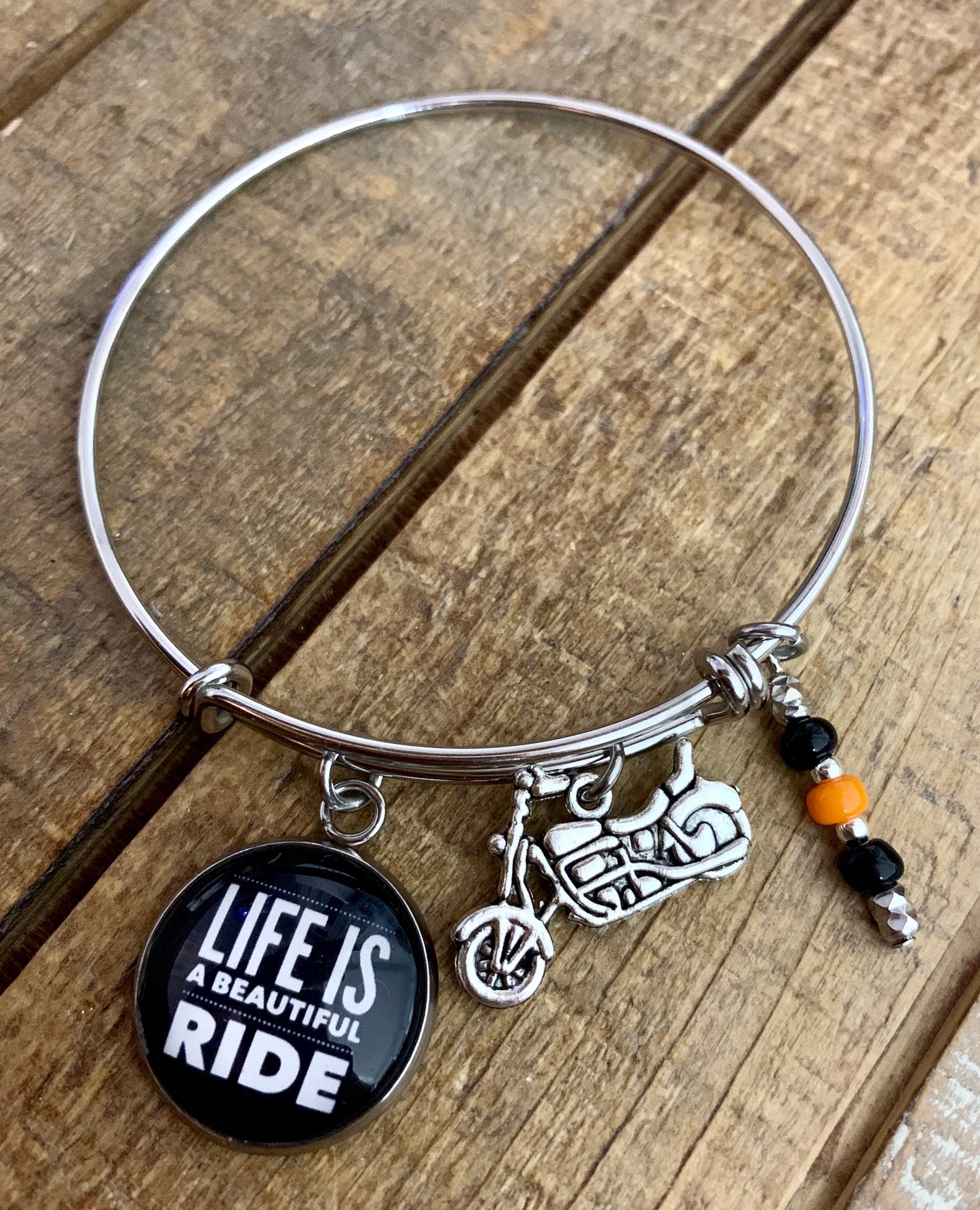 “Life is a Beautiful Ride” Biker Bangle Bracelet