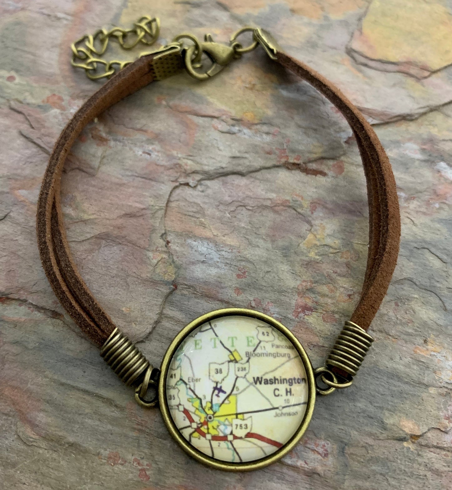 Vintage Metal Bracelet with Leather Strap (customized)