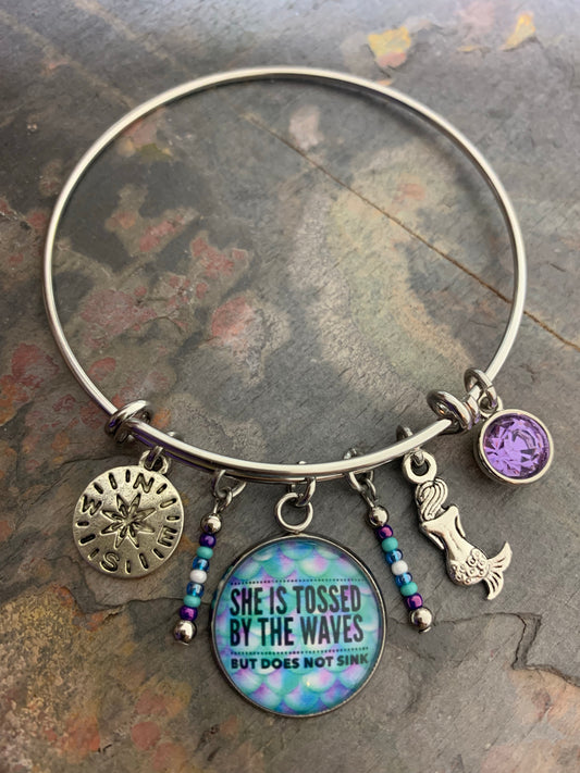 “She is tossed by the waves” Bangle Bracelet