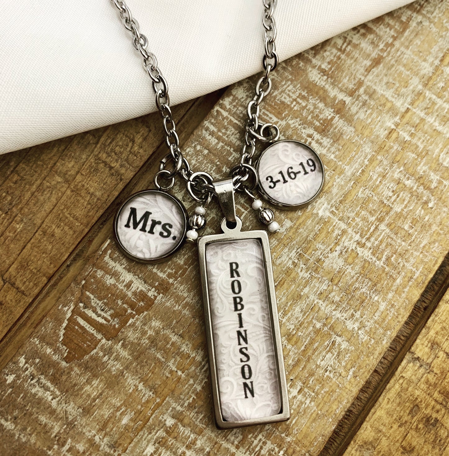 Customized Bride Necklace (Mrs. and Date included)