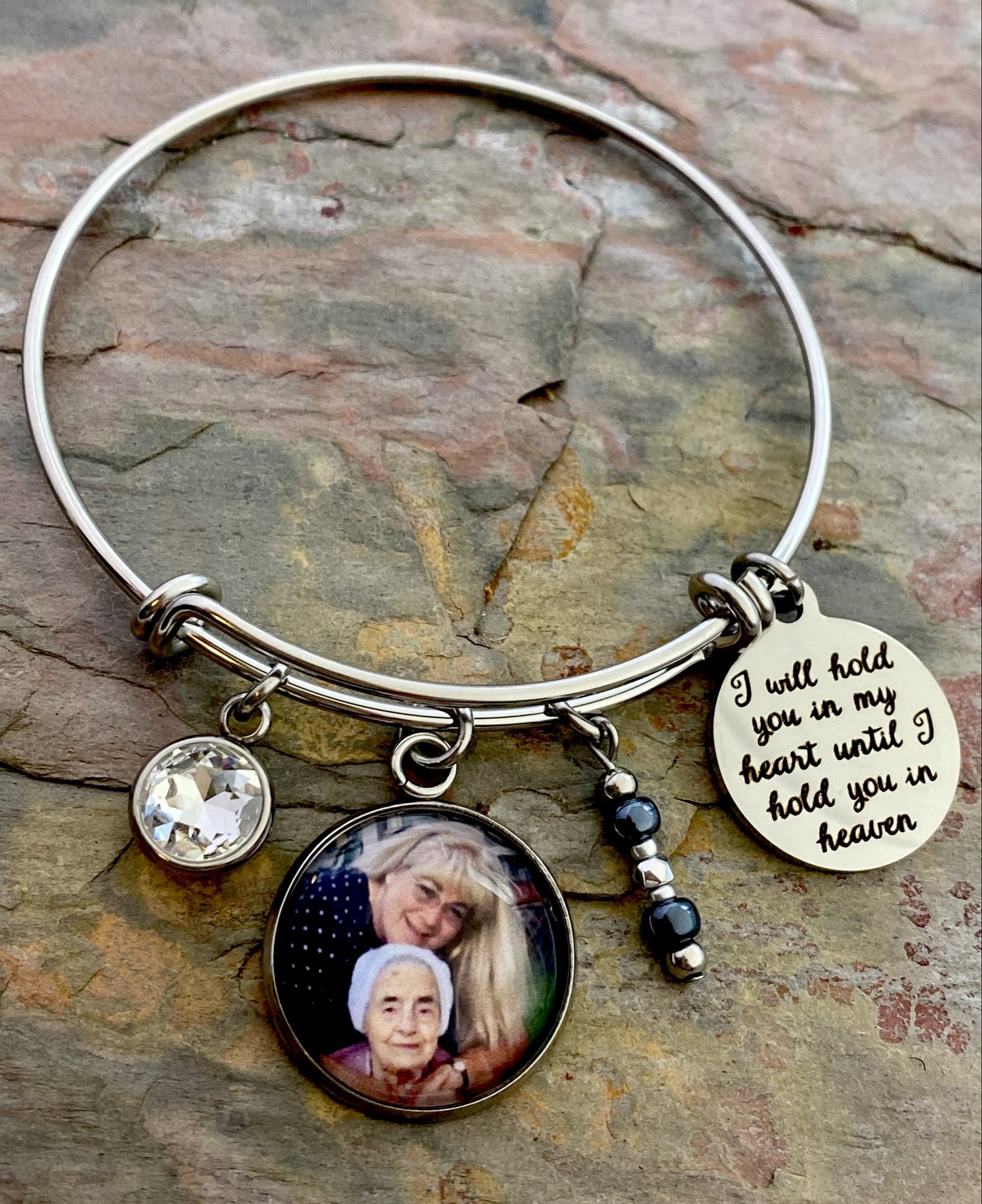 Memory Bracelet with Photo- I will hold you in my heart until I hold you in heaven