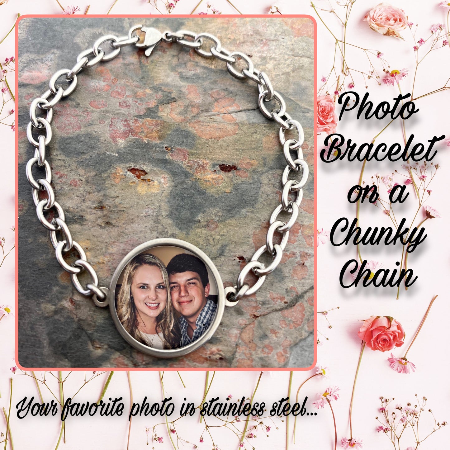 Photo Bracelet on Chunky Chain