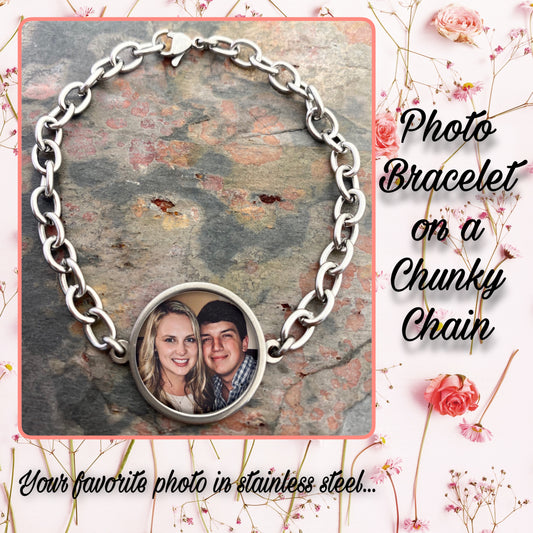 Photo Bracelet on Chunky Chain