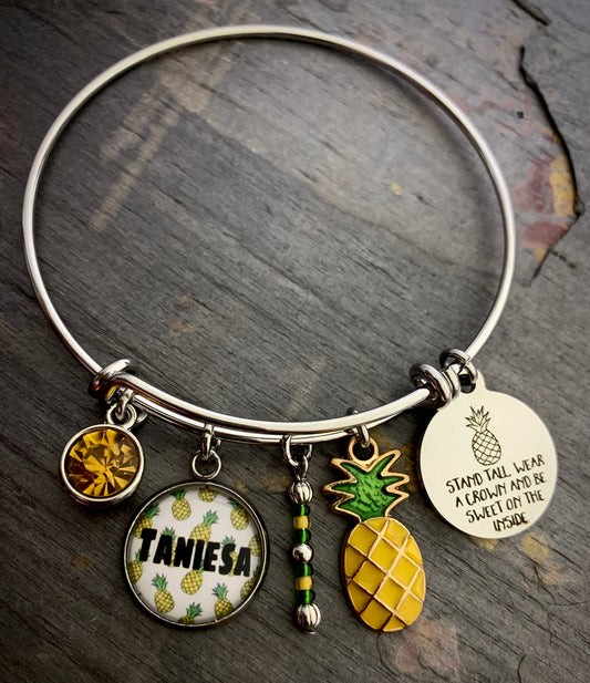 Pineapple Bangle Bracelet (with name or monogram)