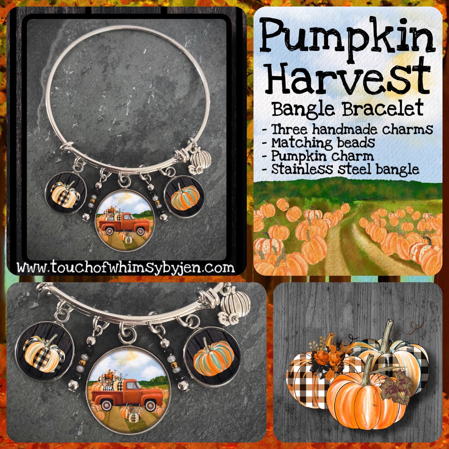 Pumpkin Harvest Bangle Bracelet