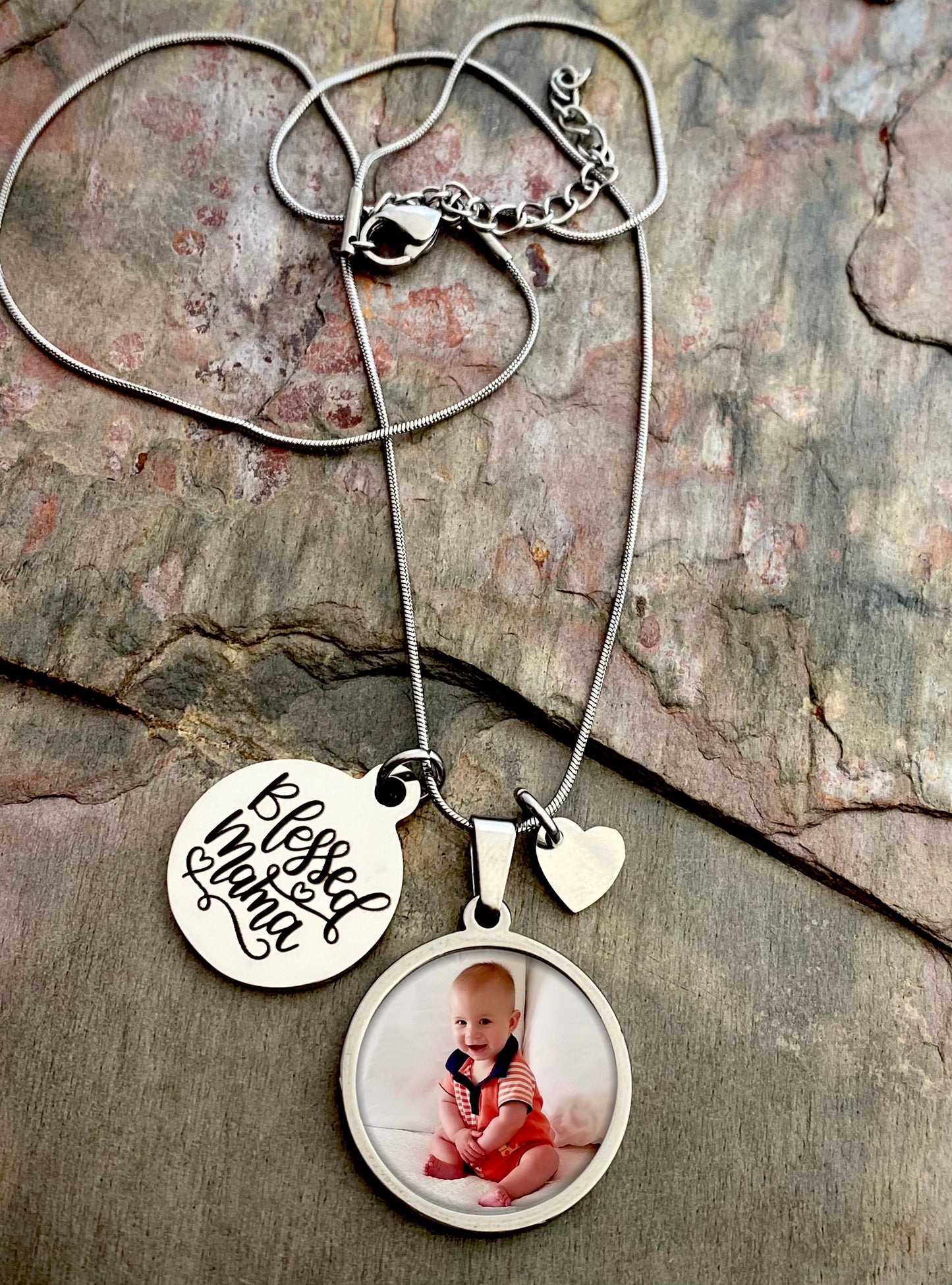 Mom Photo Necklace- Blessed Mama