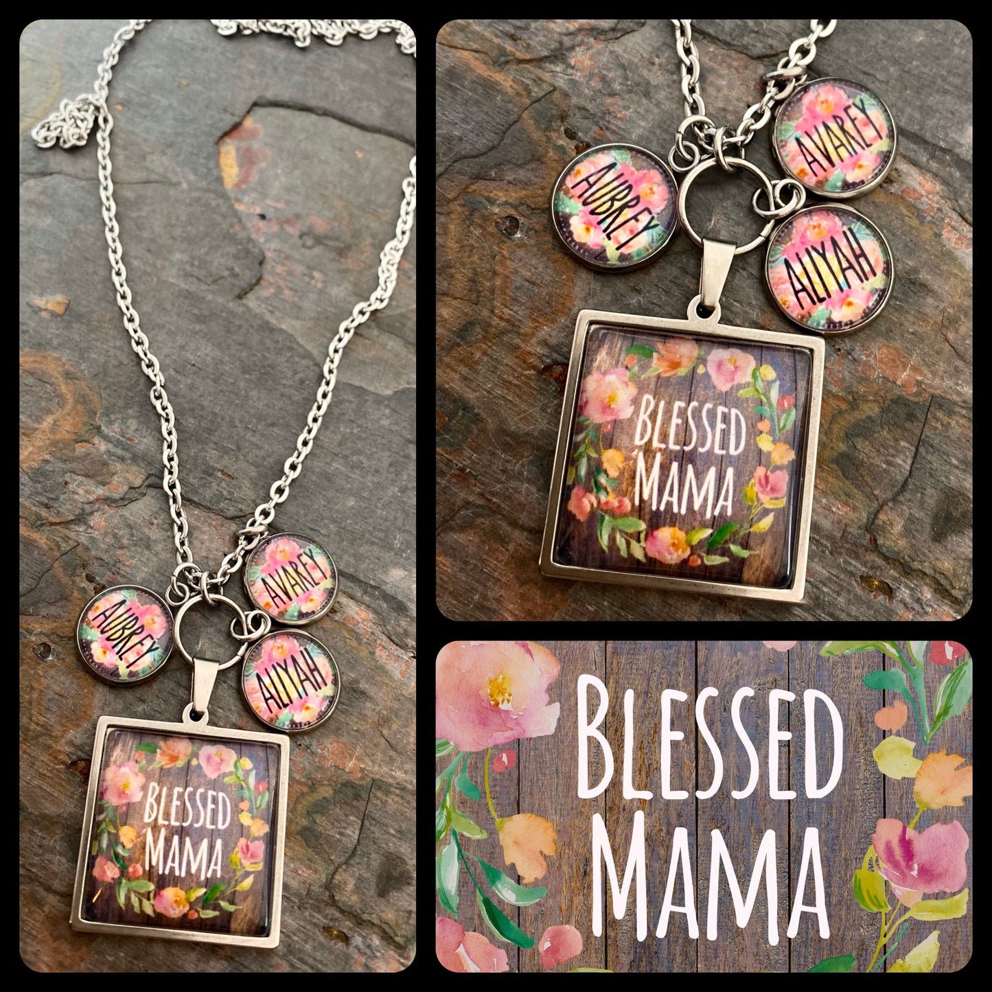 Blessed Mama Necklace- Customized (Includes one name)