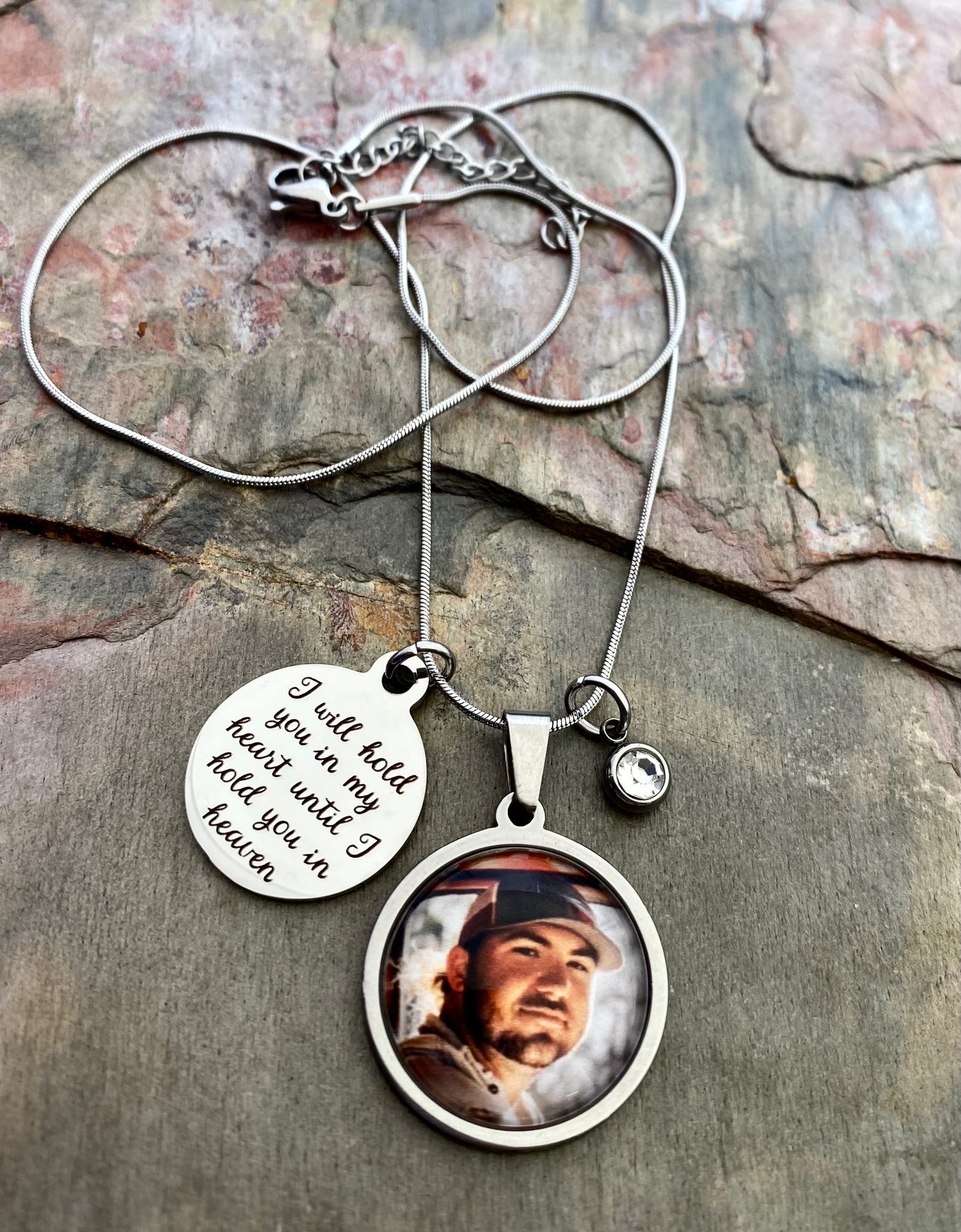 Memory Photo Necklace- I will hold you in my heart until I hold you in heaven