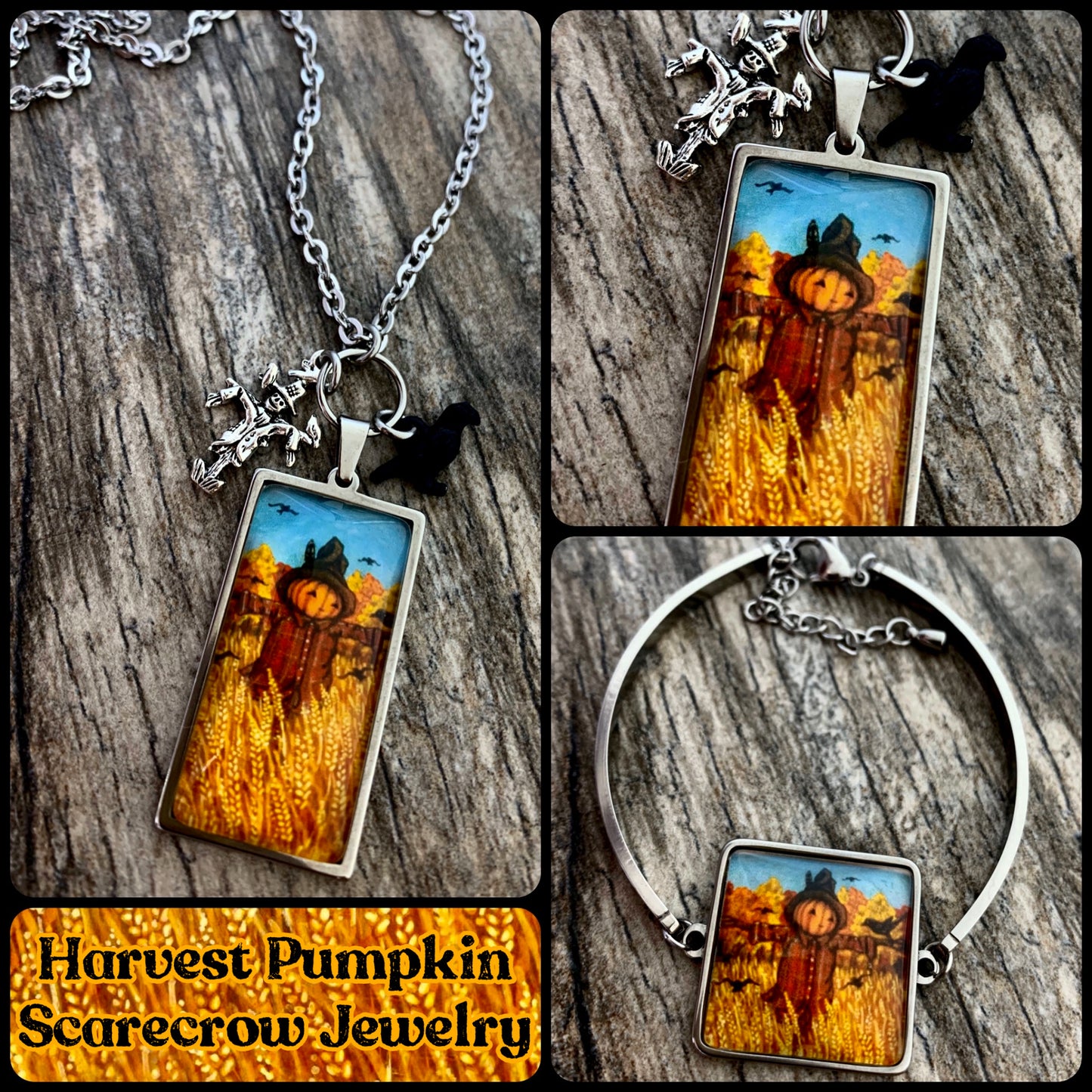 Harvest Pumpkin Scarecrow Adjustable Bracelet
