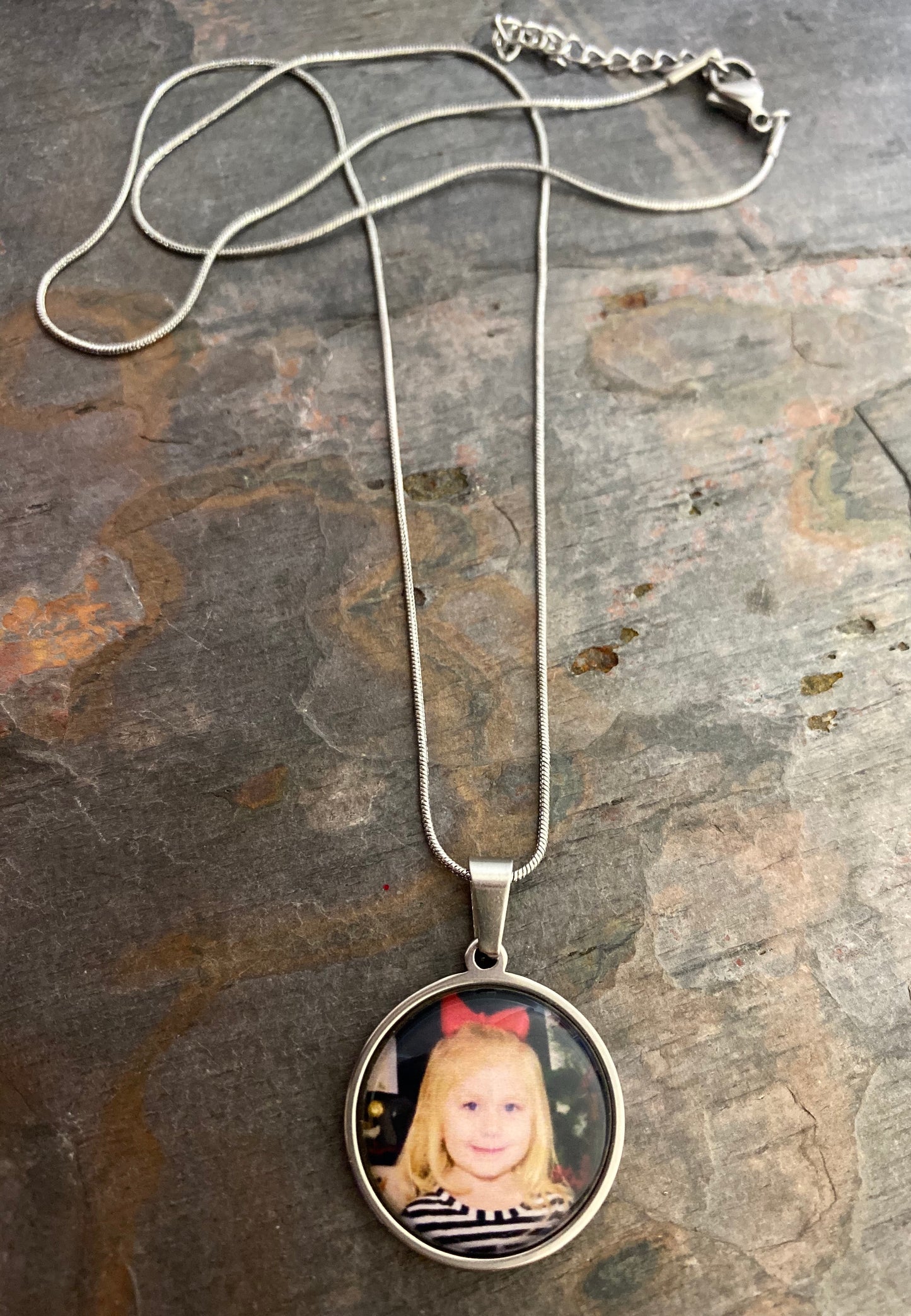 Custom Photo Necklace (silver pendant comes in 2 sizes)