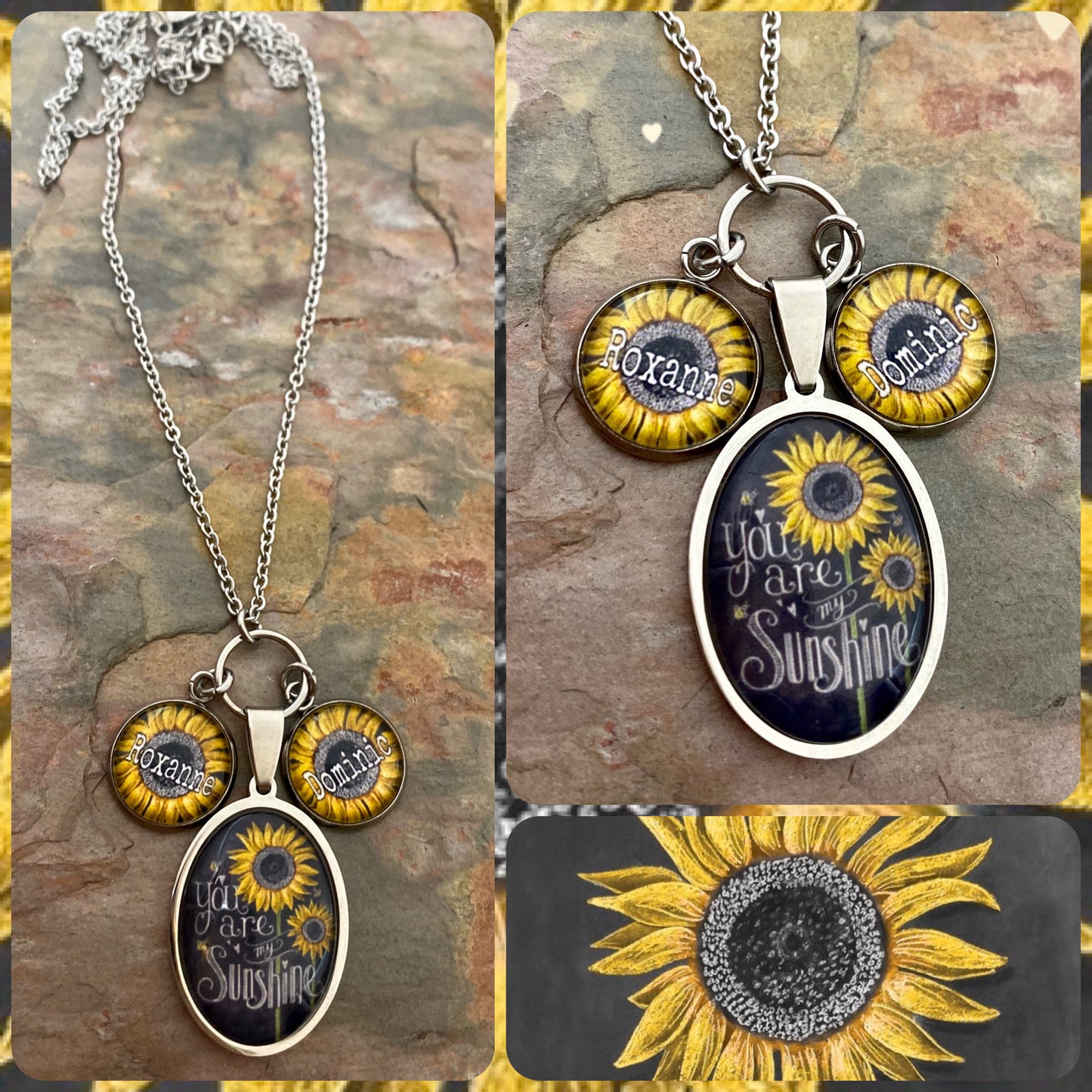 You are My Sunshine Necklace- Oval (includes one name)