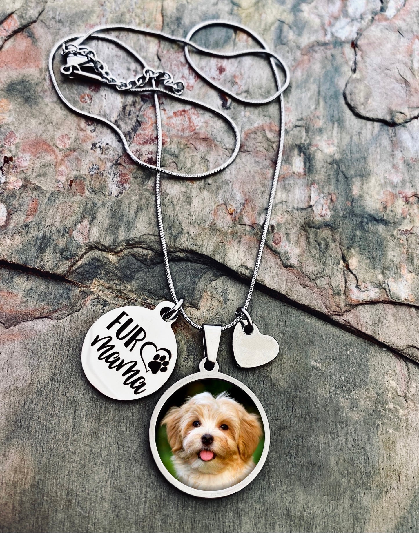 Fur Mama Pet Photo Necklace- Personalized Pet Photo Gift