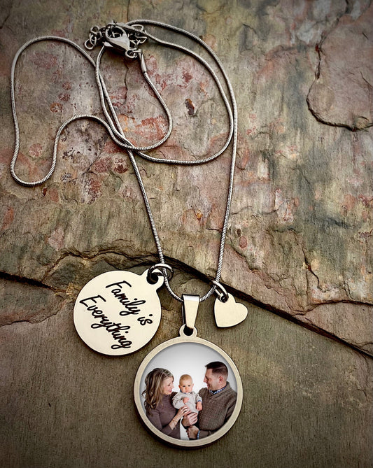 Family is Everything Photo Necklace- Mom Grandma Aunt Sister