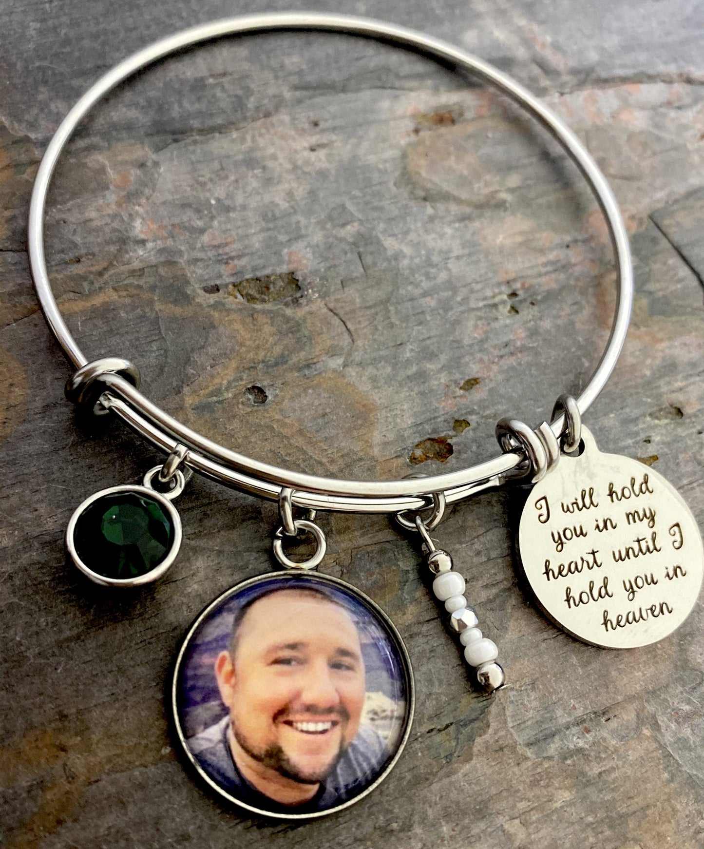 Memory Bracelet with Photo- I will hold you in my heart until I hold you in heaven